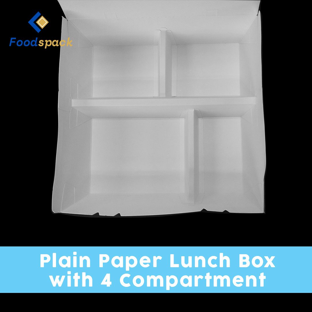 Plain Paper Lunch Box With 4 Compartment - Foodspack