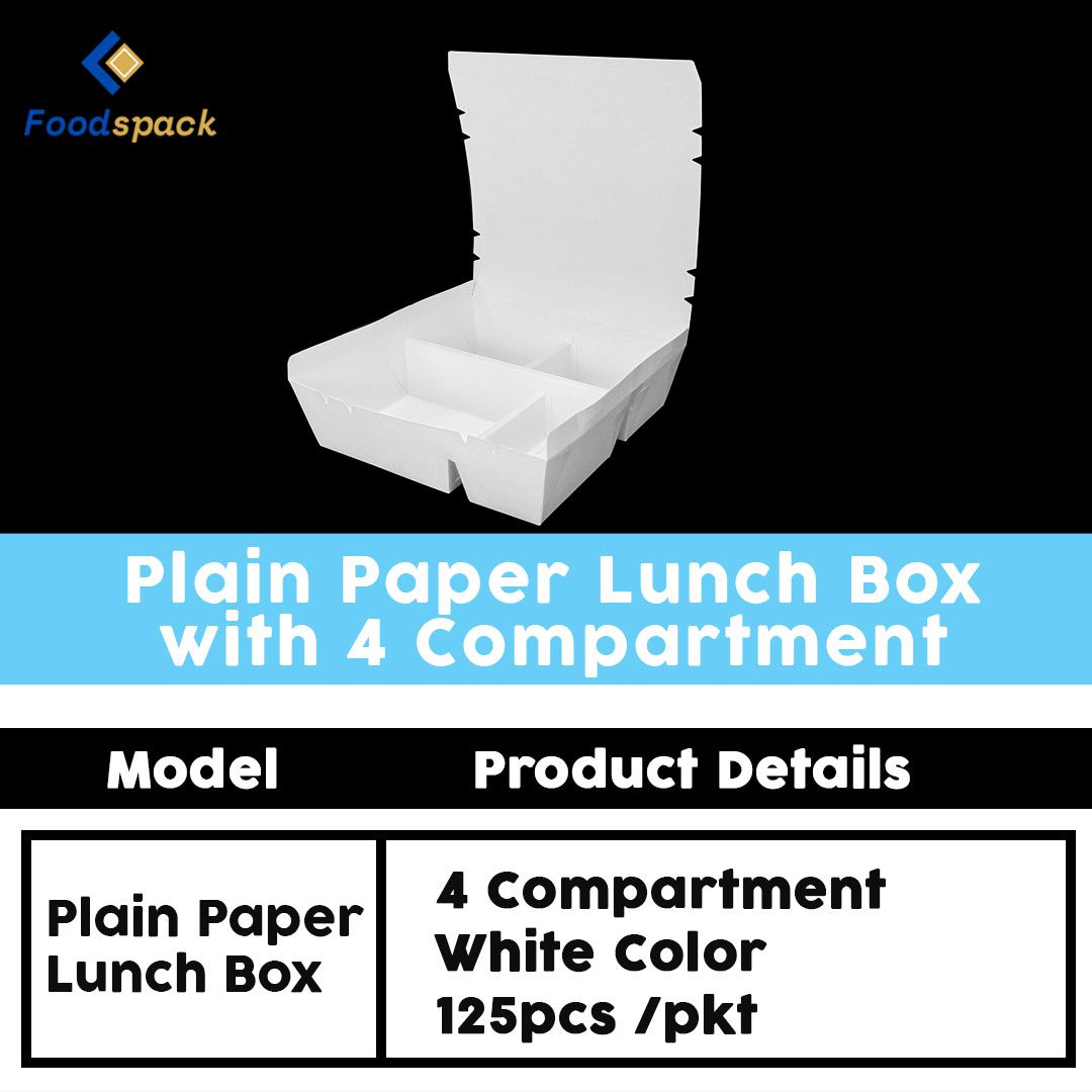 Plain Paper Lunch Box With 4 Compartment - Foodspack